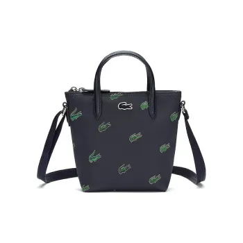 LACOSTE PVC Bucket Bag Handbag Shoulder Bag Crossbody Bag Medium Size Women's Dark Blue