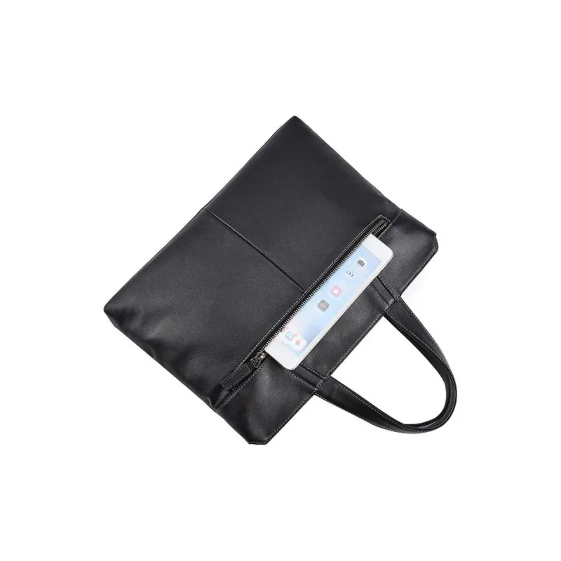 Hush Puppies Cow Leather Portable Briefcase Laptop Bag Tubas Men's Black-4