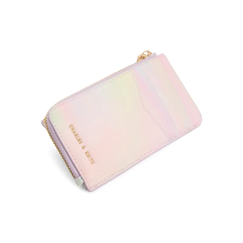 CHARLES&KEITH PU Textile Embossed Leather Wallets Card Holders Mini Women's Dark Green/Black/Blue/Pearl Pearl-11