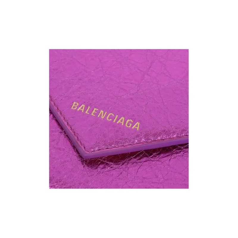 Balenciaga Leather Wallet Regular Women's Rose Purple Red-4