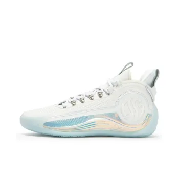 361° AG4 Lux Silver Ice Blade Cushioning Anti Slip And Wear Resistant Mid Top Basketball Shoes Men's White Blue