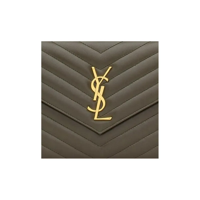 SAINT LAURENT Lambskin Wallet, Crossbody Bag, Shoulder Bag Women's Green-6