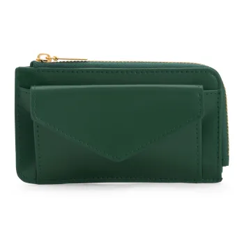 CHARLES&KEITH PU Textile Embossed Leather Wallets Card Holders Mini Women's Dark Green/Black/Blue/Pearl Pearl
