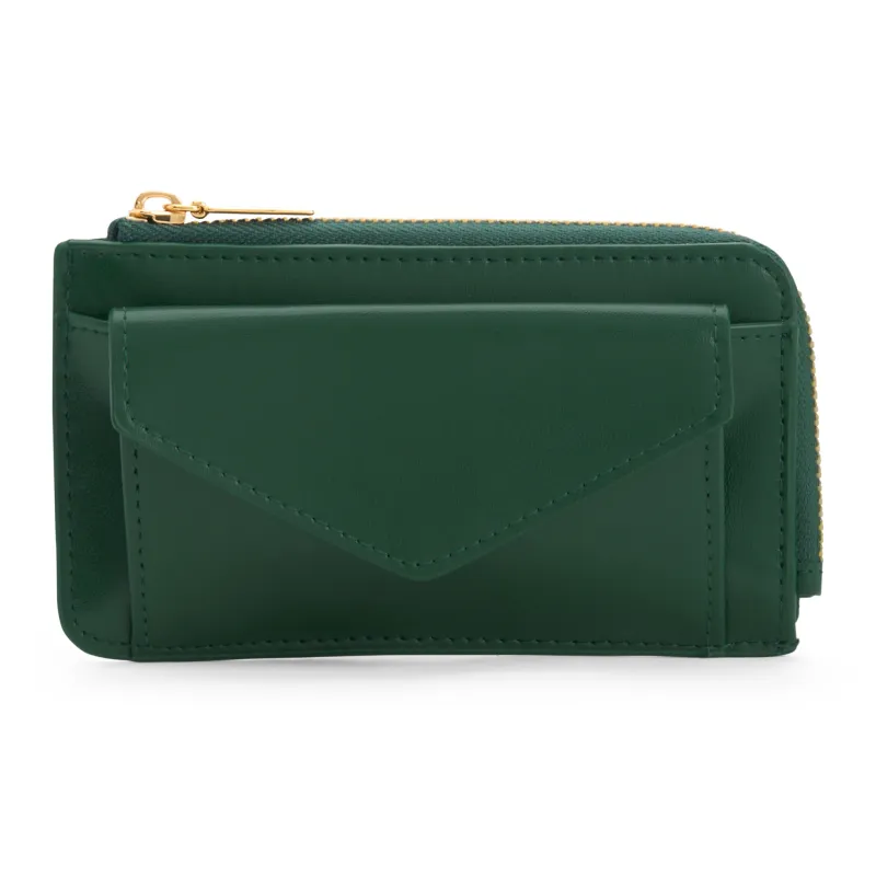 CHARLES&KEITH PU Textile Embossed Leather Wallets Card Holders Mini Women's Dark Green/Black/Blue/Pearl Pearl-0