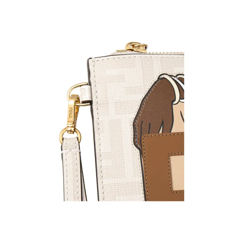 FENDI Cow Leather Clutch Large Size Unisex White/Multicolor-5