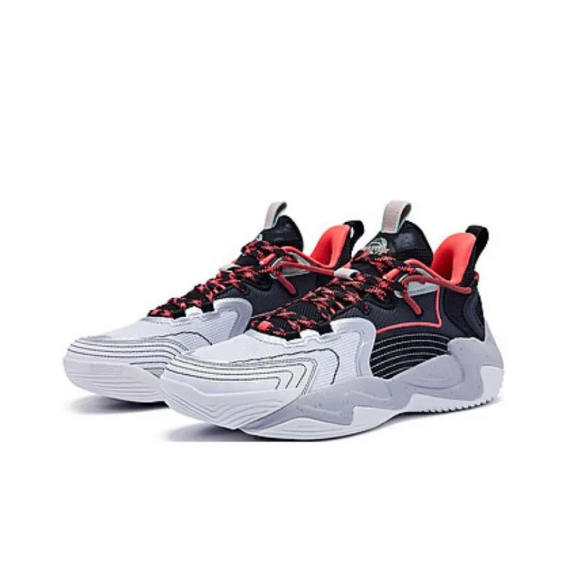 QIAODAN Slip Resistant High Top CHI LIGH Technology Basketball Shoes Men's Misty Gray Black-1