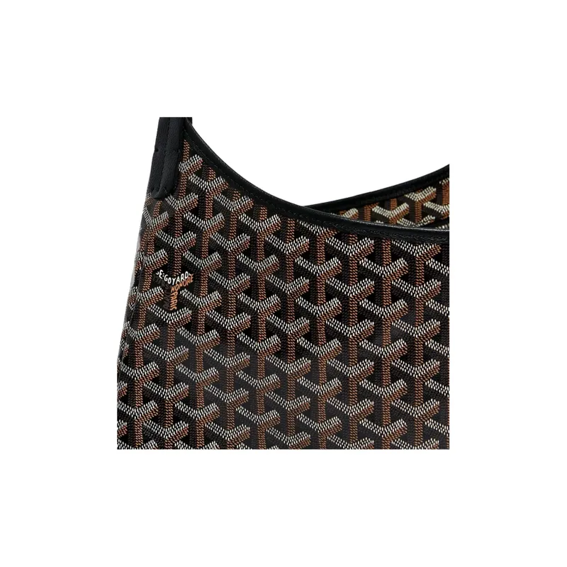 GOYARD Bohème Hobo Canvas With Leather Hobo Bag Shoulder Bag Shoulder Bag Women's Black/Burgundy Small Heart Edition-4