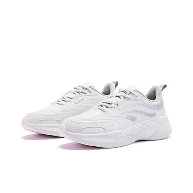 QIAODAN Anti Slip Wear Resistant Low Top Running Shoes Women's Light Gray Cloud Pink-2