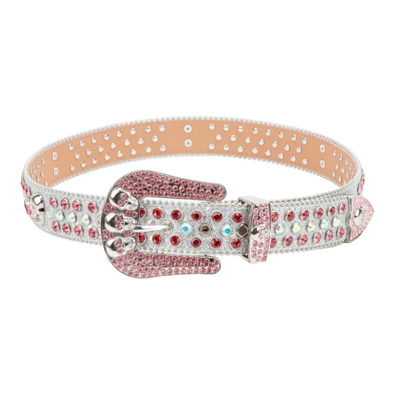 NINE NAIL 9 Section Spike Vintage Trendy Y2K Pin Buckle Stud Rhinestone Embellished Belt Belt Unisex Width  3.8cm-11