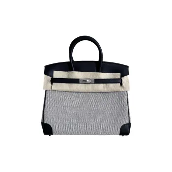 HERMES Birkin Swift Leather With Canvas Birkin Bag Handbags Women's Panda Color Scheme