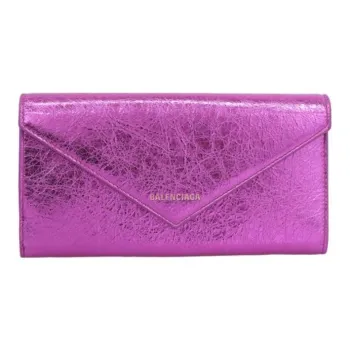Balenciaga Leather Wallet Regular Women's Rose Purple Red