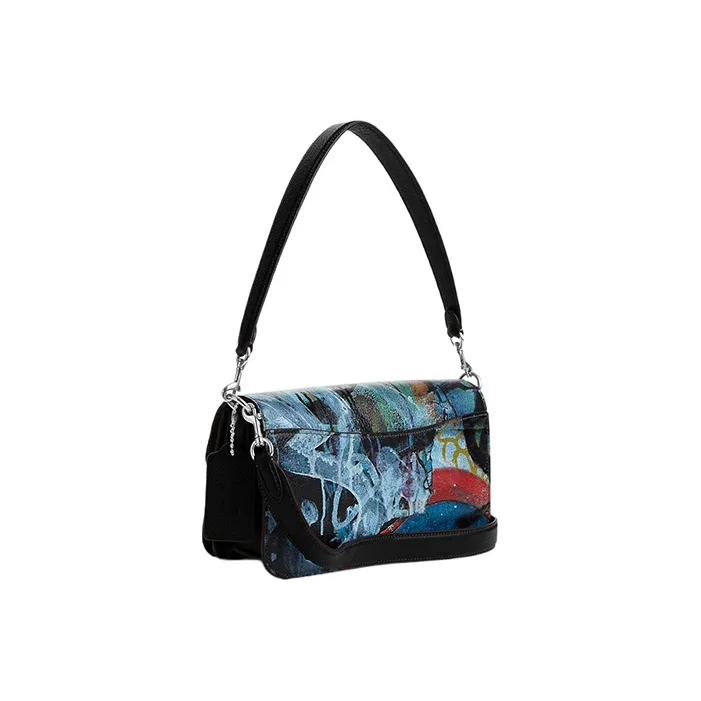 COACH MINT+SERF Collaboration Morgan Pebbled Leather Baguette Bag, Portable Crossbody Bag, Shoulder Bag Women's Black-1