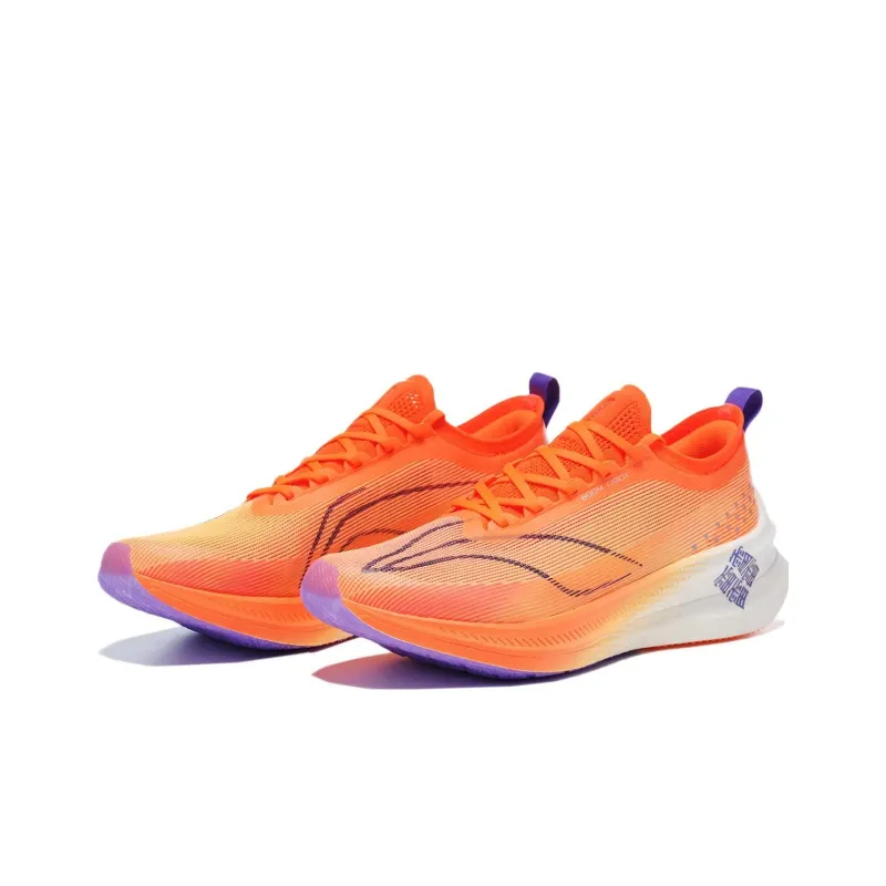 LiNing Feidian 3 Elite Cushioning Breathable Low Top Marathon Running Shoes Unisex Fluorescent Melon Orange-2