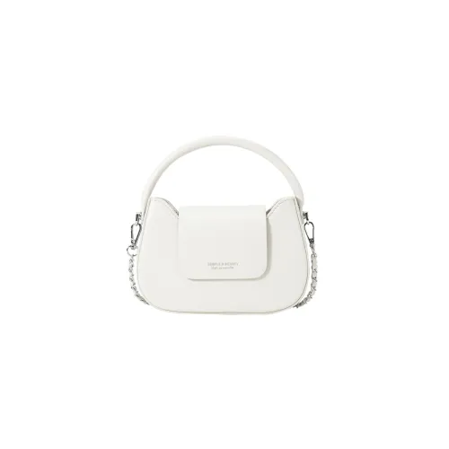 SEM/R Synthetic Leather Small Square Bag Chain Crossbody Bag Handbag Small Size Women's Ecru/Custard/Ice Blue