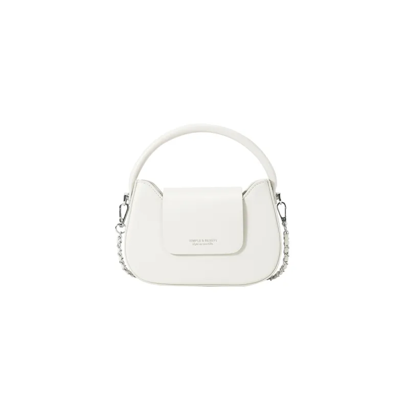 SEM/R Synthetic Leather Small Square Bag Chain Crossbody Bag Handbag Small Size Women's Ecru/Custard/Ice Blue-0