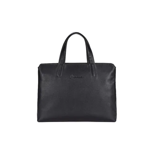 Hush Puppies Cow Leather Portable Briefcase Laptop Bag Tubas Men's Black