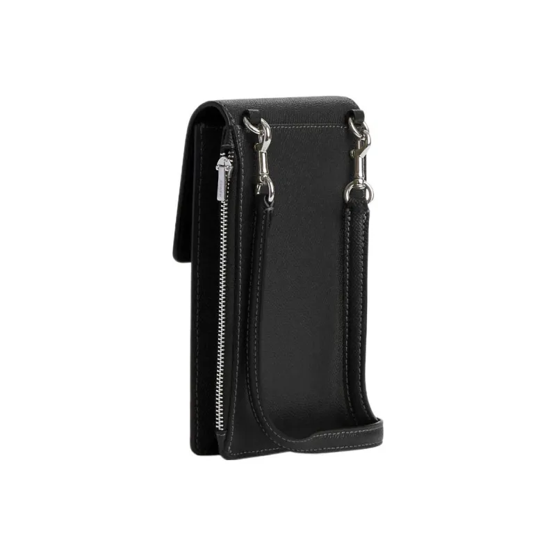COACH Cross Grain Leather Cell Phone Pouch, Shoulder Bag, Crossbody Bag Mini Women's Black-1