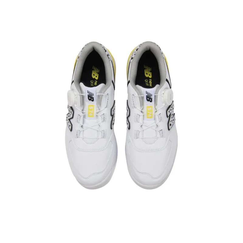 New Balance 574 Boa 2E Golf Shoes 'White Black Yellow' Women's-2