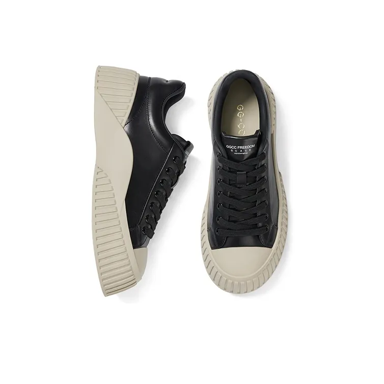 GG CC Skateboard Shoes Women's Low Top Black/Ecru-8