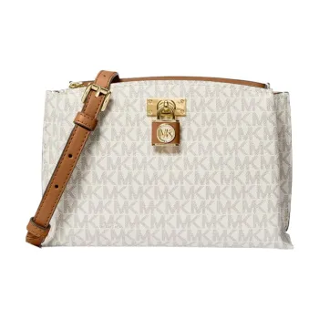 MICHAEL KORS MK Ruby Canvas Bag, Messenger Bag, Shoulder Bag, Crossbody Bag Medium Size Women's Vanilla White