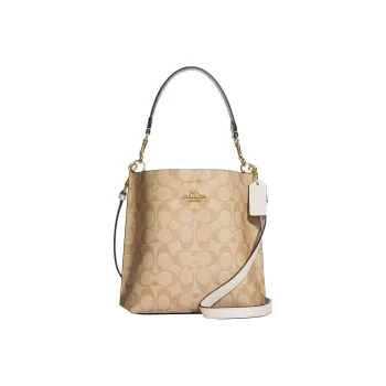 COACH Mollie Artificial Leather Bucket Bag, Handbag, Shoulder Bag, Crossbody Bag Women's Khaki