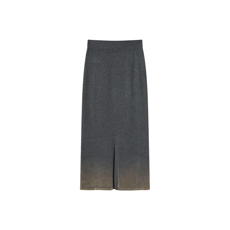 Ouyang Casual Long Skirts Women's Heather Gray Gold-1