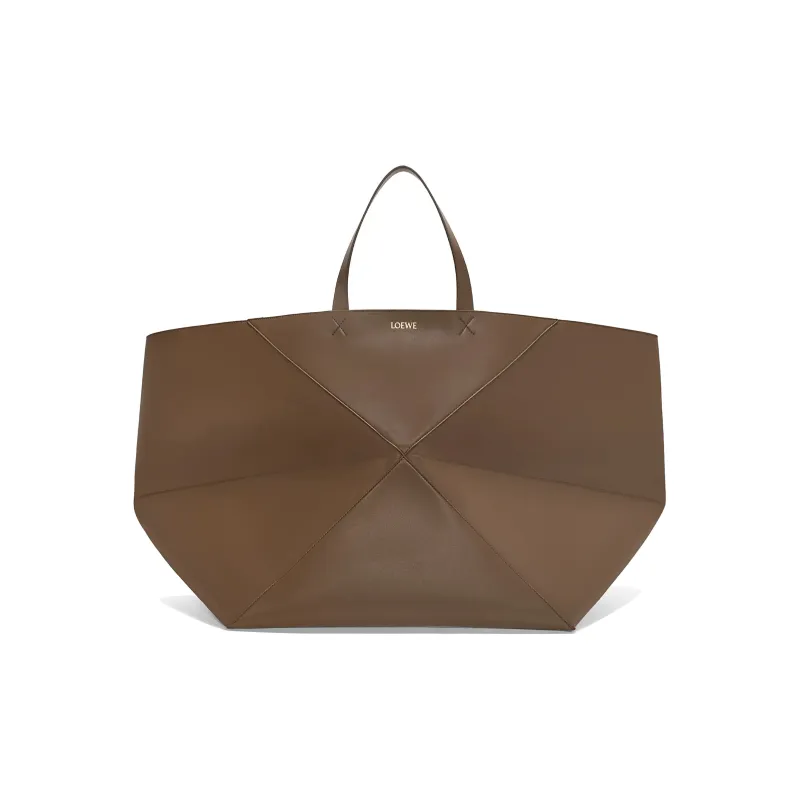 LOEWE Shiny Cow Leather Handbag Extra Large Men's Earthy Brown-0