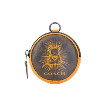 COACH PVC Coin Purse Women's Redwood/Bright Citrus Orange