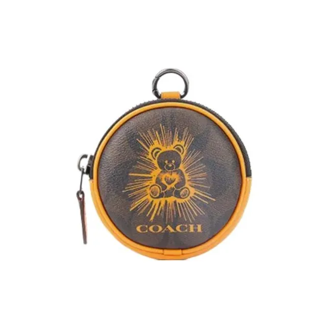 COACH PVC Coin Purse Women's Redwood/Bright Citrus Orange-0