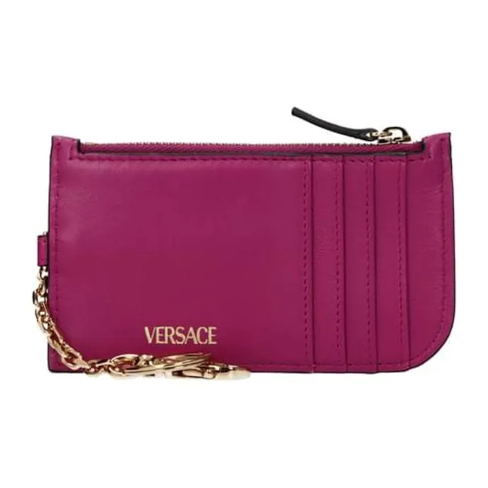 VERSACE Leather Coin Purse Women's Fuchsia-1