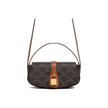 CELINE Triomphe Arc De Triomphe Fabric Baguette Bag Shoulder Bag Handbag Shoulder Bag Crossbody Bag Mini Women's Tawny