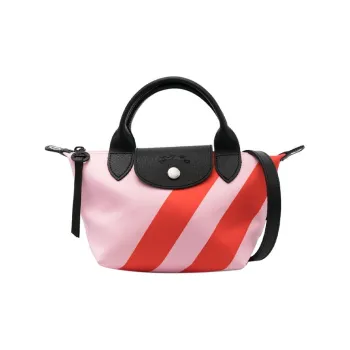 LONGCHAMP Le Pliage Cow Leather Trim Shoulder Bag Crossbody Bag Handbag Extra Small Women's Pink/Red