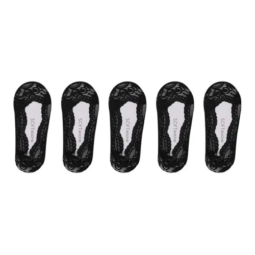 Lanza No Show Socks Women's 5 Pack Black