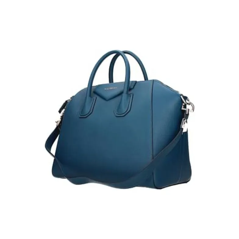 Givenchy Antigona Leather Shoulder Bag Crossbody Bag Handbag Medium Size Women's Blue-2