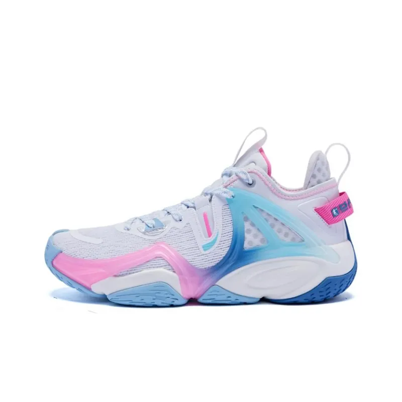QIAODAN Slip Resistant High Top Basketball Shoes Men's Jordan White Cirrus Blue-0