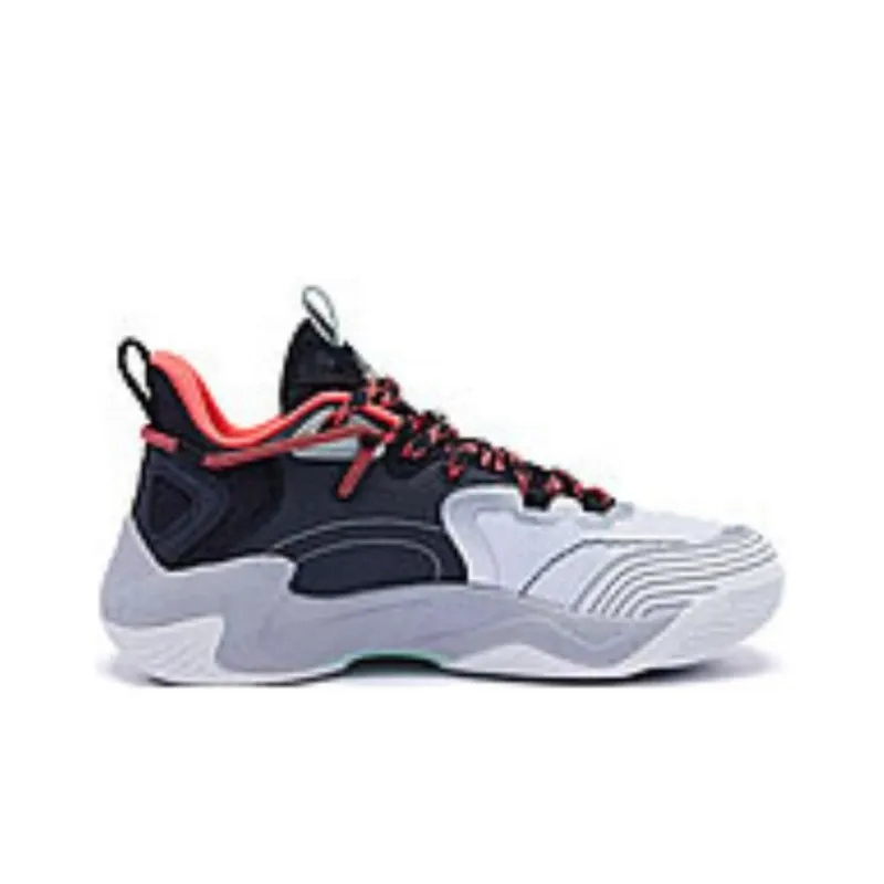 QIAODAN Slip Resistant High Top CHI LIGH Technology Basketball Shoes Men's Misty Gray Black-2