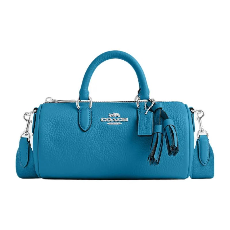 COACH Lacey Refined Pebbled Leather Boston Bag, Handbag, Shoulder Bag, Crossbody Bag Small Size Women's Blue-0