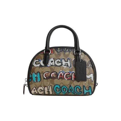 COACH Mint+Serf Sydney Collaboration Canvas With Leather Canvas Bag Dome Bag Handbag Small Size Women's Khaki