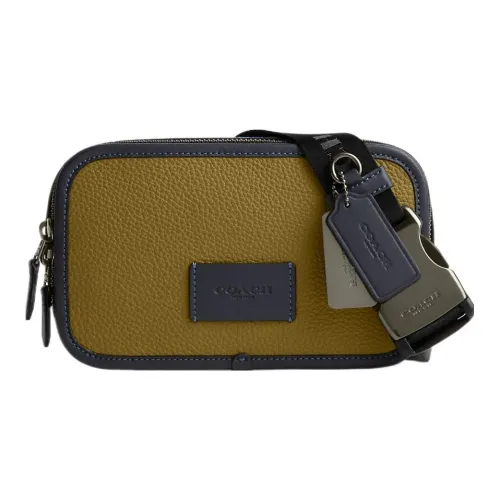 COACH Belt Leather Patchwork Calfskin Shoulder Bag Crossbody Bag Sling Bag Fanny Pack Small Size Men's Umber