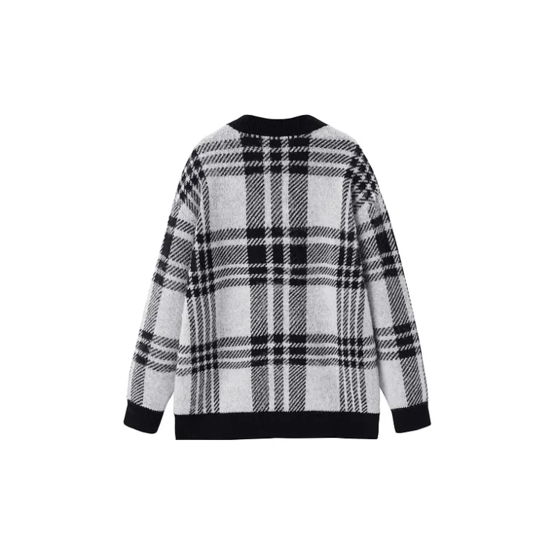 LEDIN Sweaters Women's Black White Plaid-1