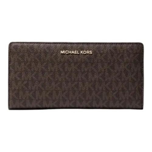MICHAEL KORS Canvas Card Holder Wallet Large Size Women's Brown