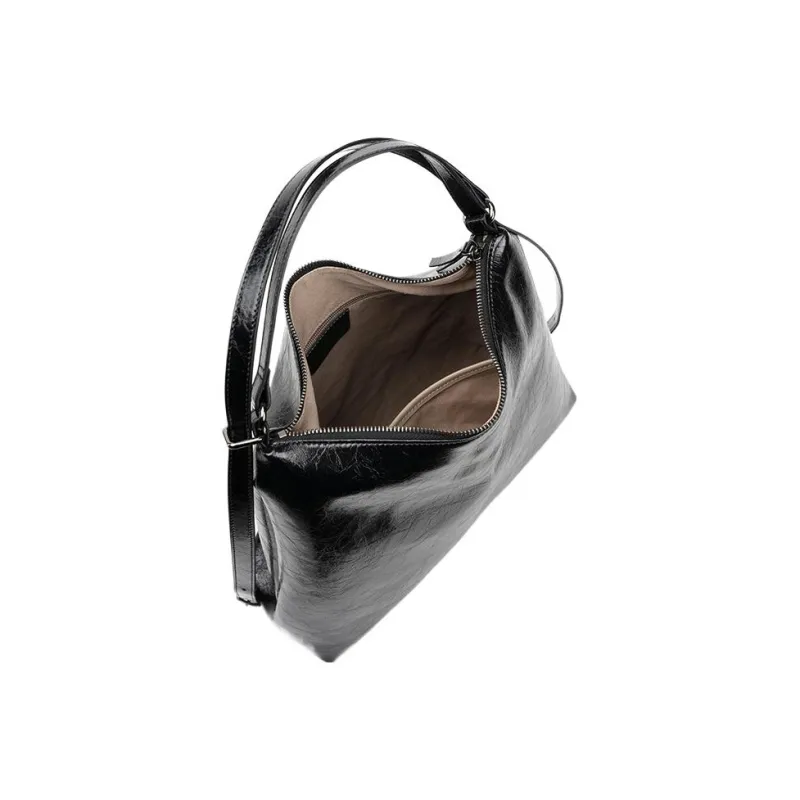 DAPHNE Cow Split Leather Hobo Bag, Backpack Handbag, Shoulder Bag Women's Piano Black-4
