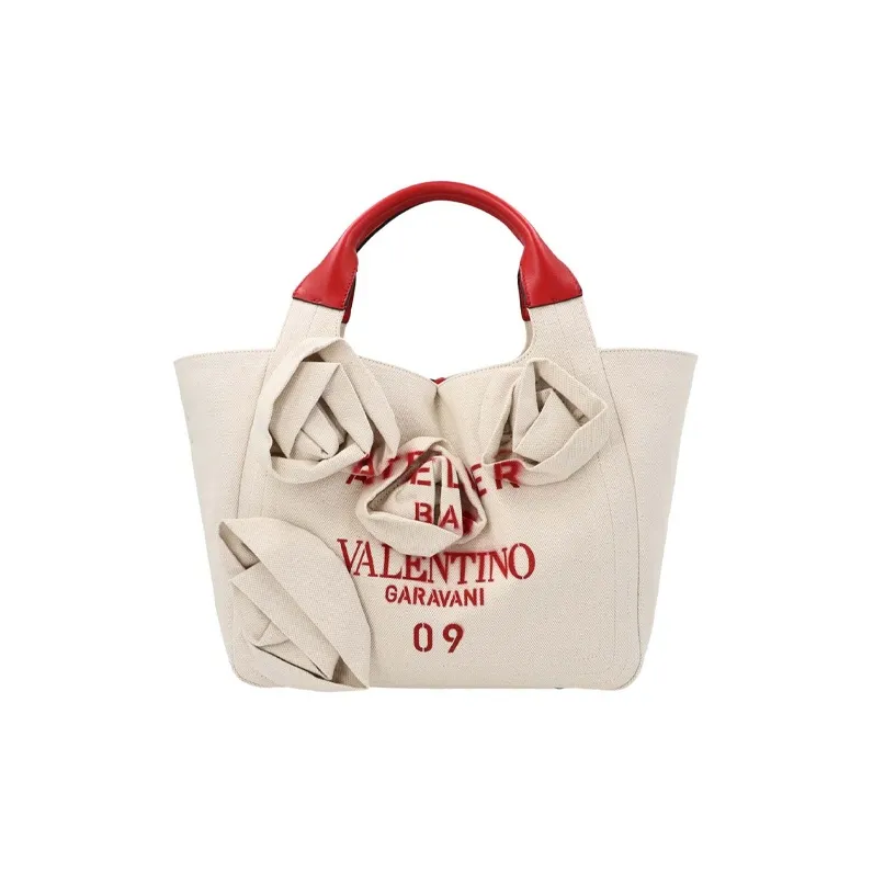 Valentino Canvas Canvas Bag Letter Tote Bag Shopping Bag Shoulder Bag Crossbody Bag Handbag Women's Beige-0