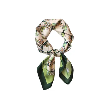 VINEY Polyester Silk Scarf, Scarf Collar Women's Green