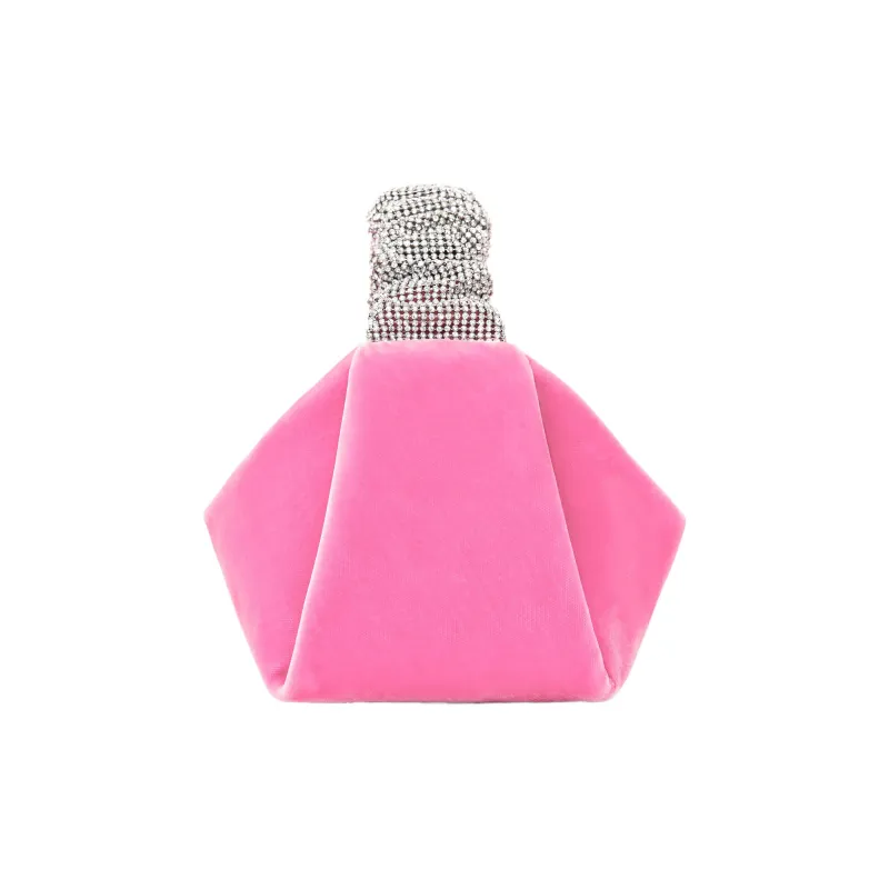 Alexander Wang Velvet Crystal Decoration Handbag Mini Women's Pink-2
