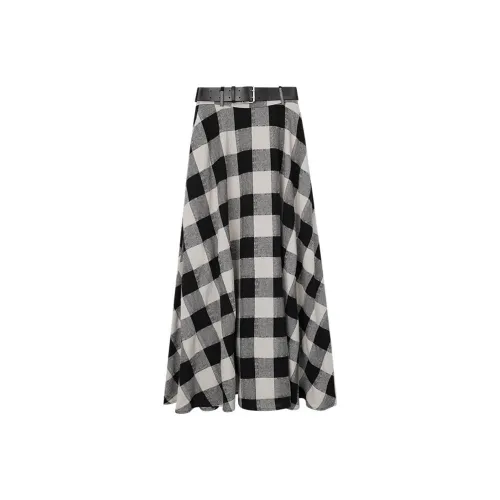 Xu Daqing Casual Short Skirts Women's Black/White Plaid Fabric