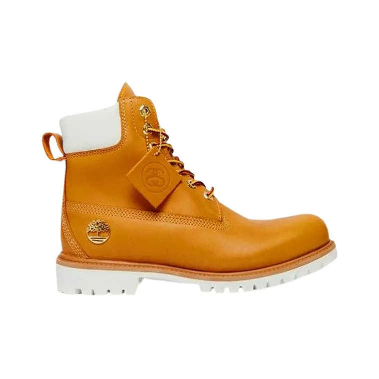 Stussy x Timberland 6 Inch Zip Boot Anti-Slip Wear-Resistant High-Top Trekking Shoes Men's Wheat-1