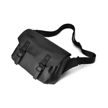 ONRF PVC Leather Messenger Bag, Double Shoulder Crossbody Bag, Shoulder Bag Regular Unisex Black