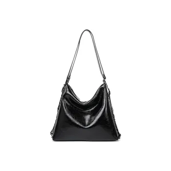 DAPHNE Cow Split Leather Hobo Bag, Backpack Handbag, Shoulder Bag Women's Piano Black