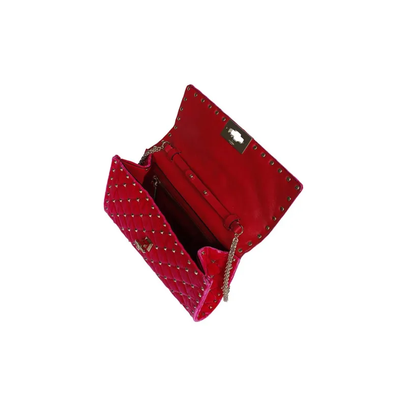 Valentino Velvet Shoulder Bag, Crossbody Bag Women's Red-3